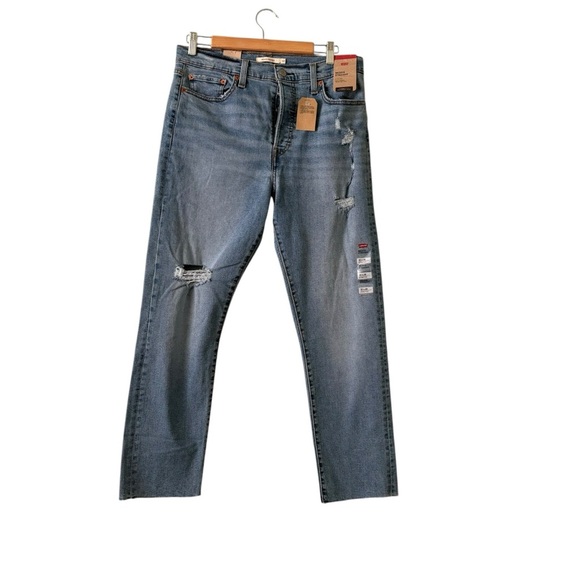 NWT Levi’s Women’s Wedgie Straight Distressed Denim Jeans- Size 32 - Picture 1 of 9